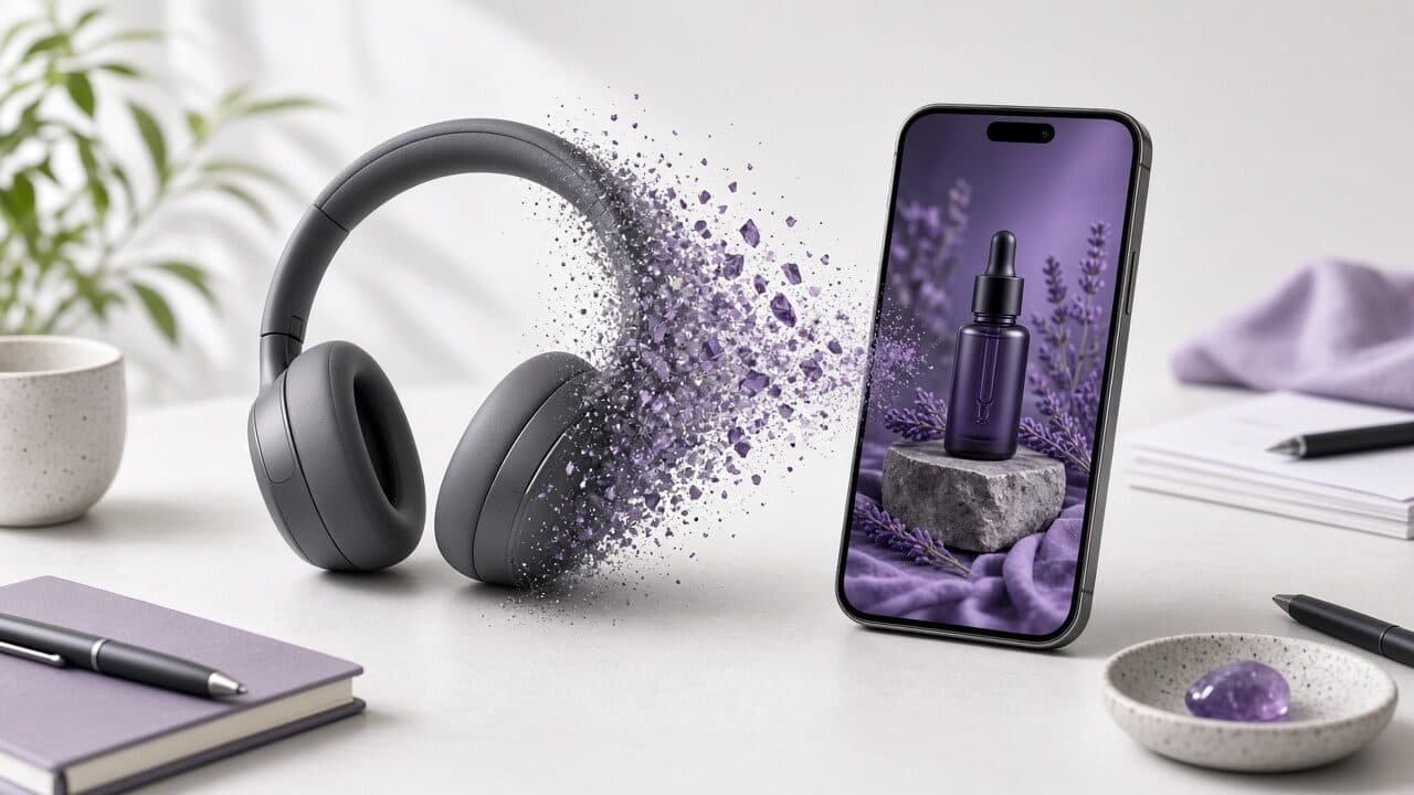 A single product photo being turned into a vertical video ad by an AI product video generator